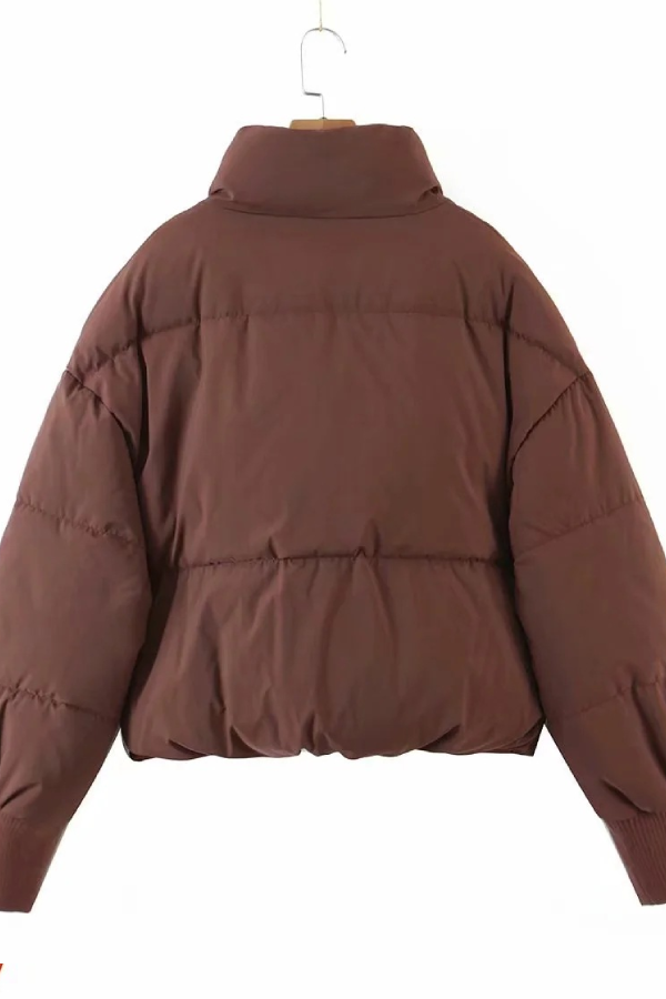 Stand Collar Zipper Pocket Thick Warm Cotton Jacket