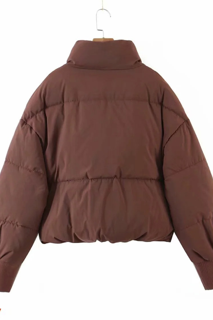 Stand Collar Zipper Pocket Thick Warm Cotton Jacket