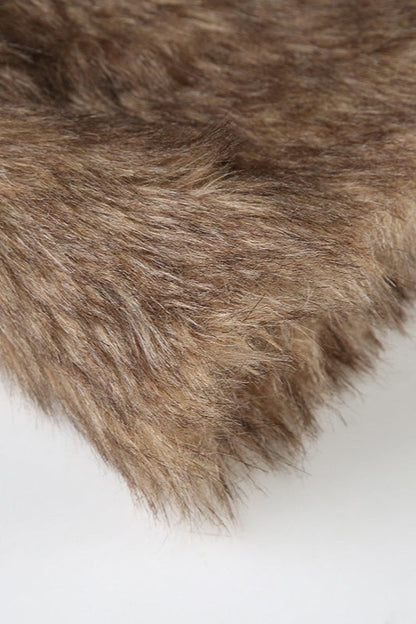 Low-Rise Fuzzy Leather Paneled Mini Skirt