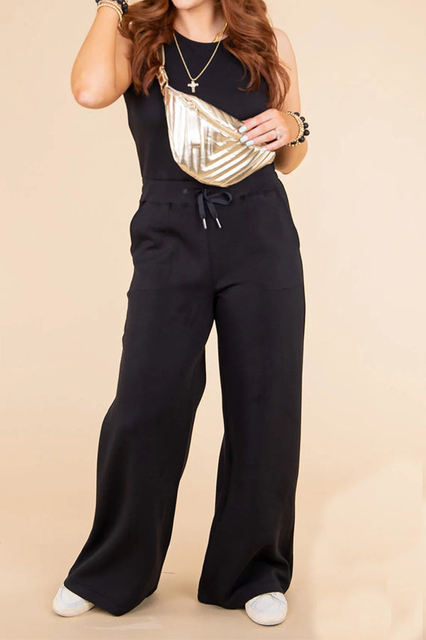 Fashion Slender Casual Women's Sleeveless Solid Color Jumpsuit