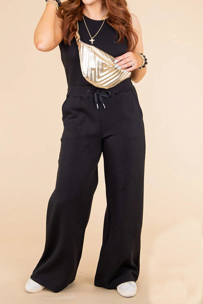 Fashion Slender Casual Women's Sleeveless Solid Color Jumpsuit