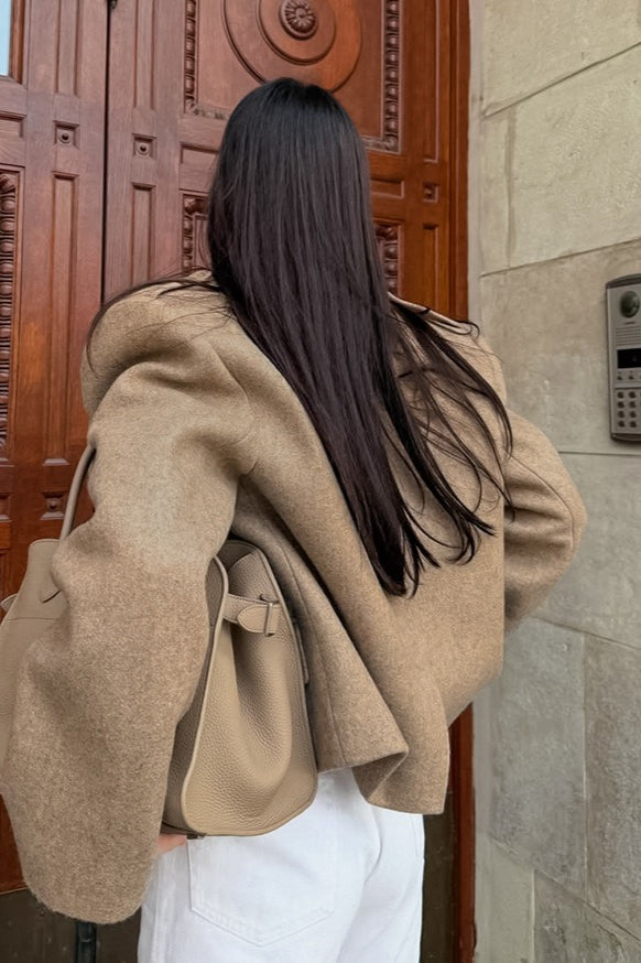 Grey Wool Shoulder Pad Jacket