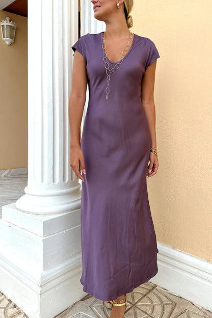 Evase satin midi dress