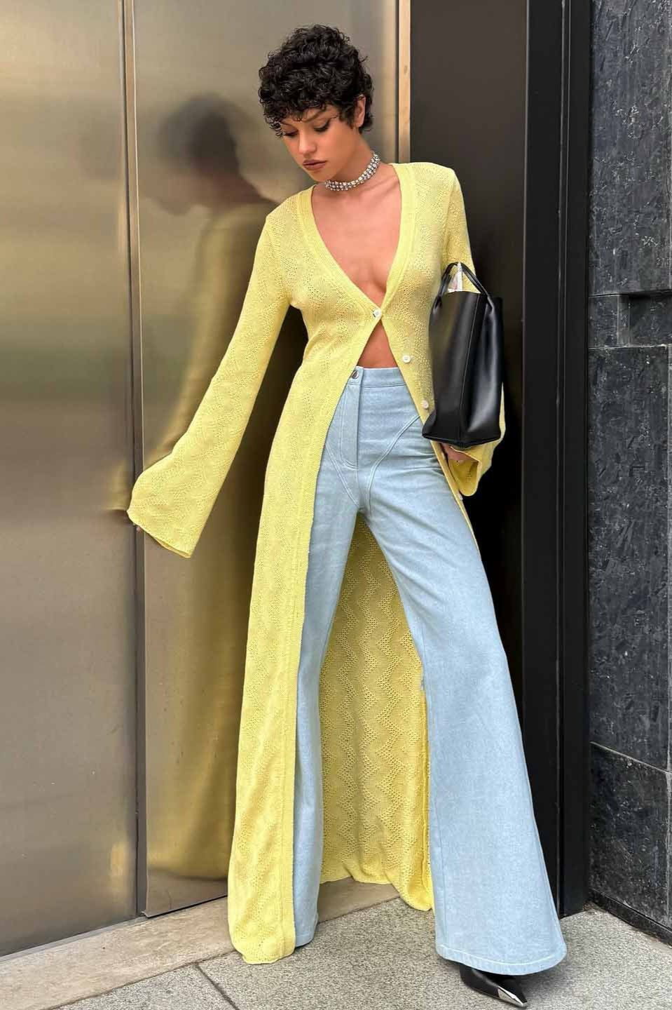 Lazy-Style Christmas Printed Loose Knit Cardigan