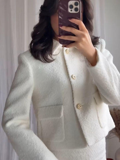 Tweed Crop Blazer & Skirt Coord Set