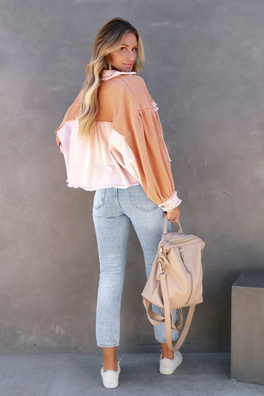 Brushed Waffle Long Sleeve Coat