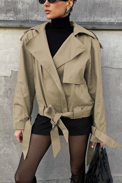 Vintage Barn-Style Khaki Belted Trench Coat