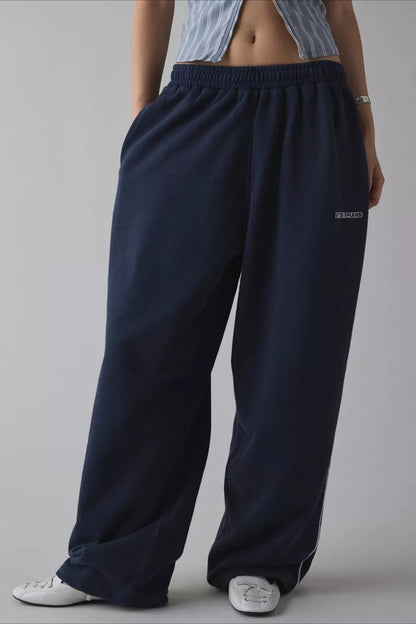 Long Embroidered Relaxed Knit Pants