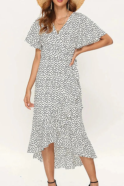 Chiffon Floral Ruffle Boho Split Maxi Dress