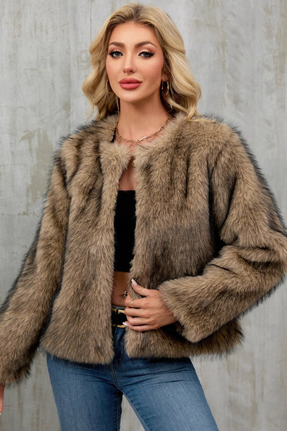 Plush Short Fur Open Cardigan Coat