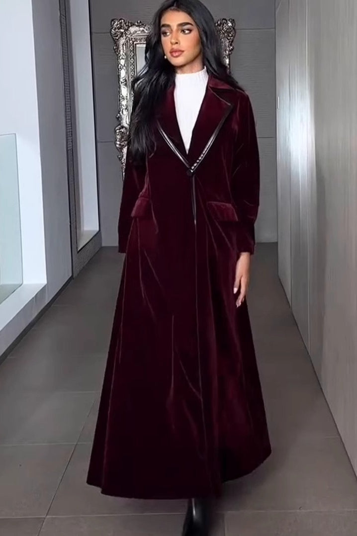 Velvet Duster Lapel Overcoat