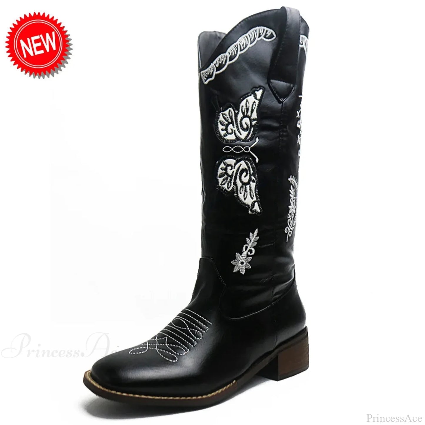 Affection Heart Mid-Calf Chunky Heel Rebel Western Boot