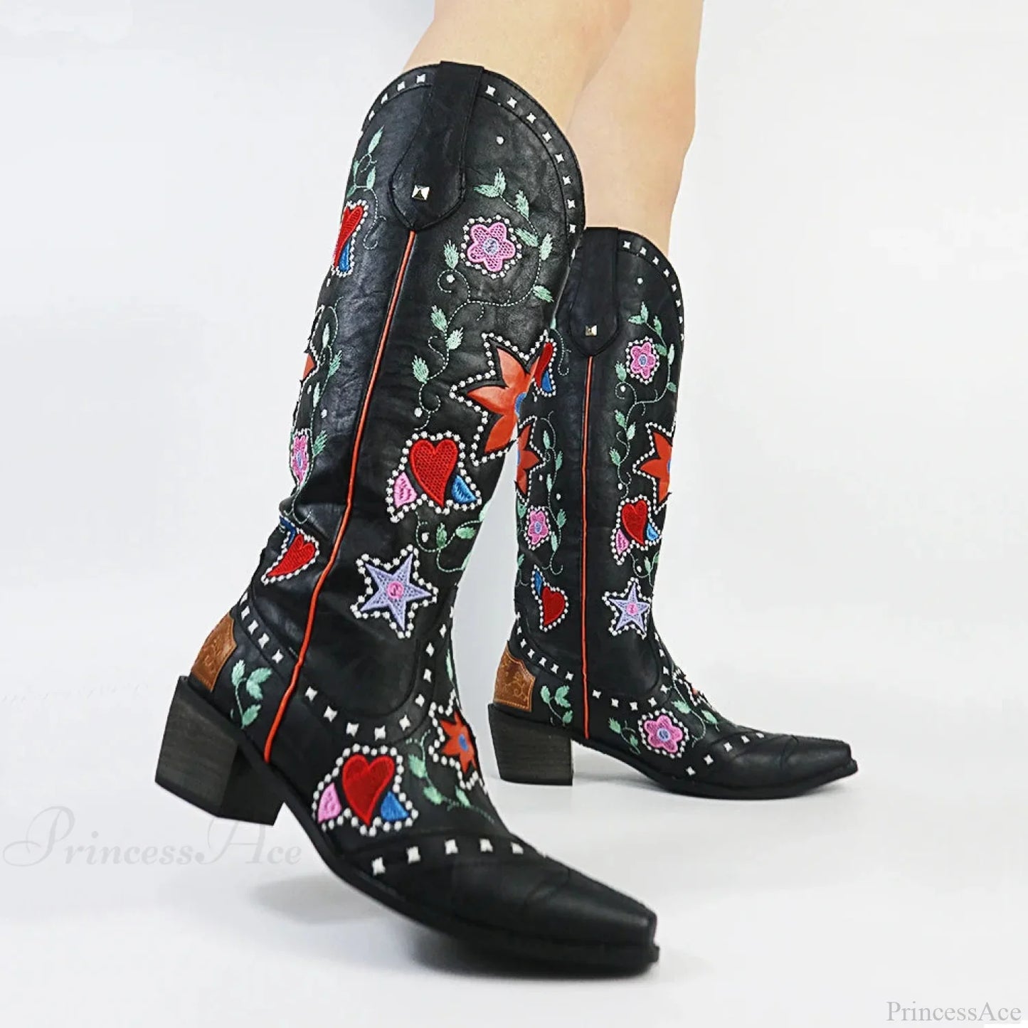 Affection Heart Mid-Calf Chunky Heel Rebel Western Boot