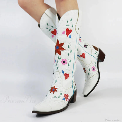 Affection Heart Mid-Calf Chunky Heel Rebel Western Boot