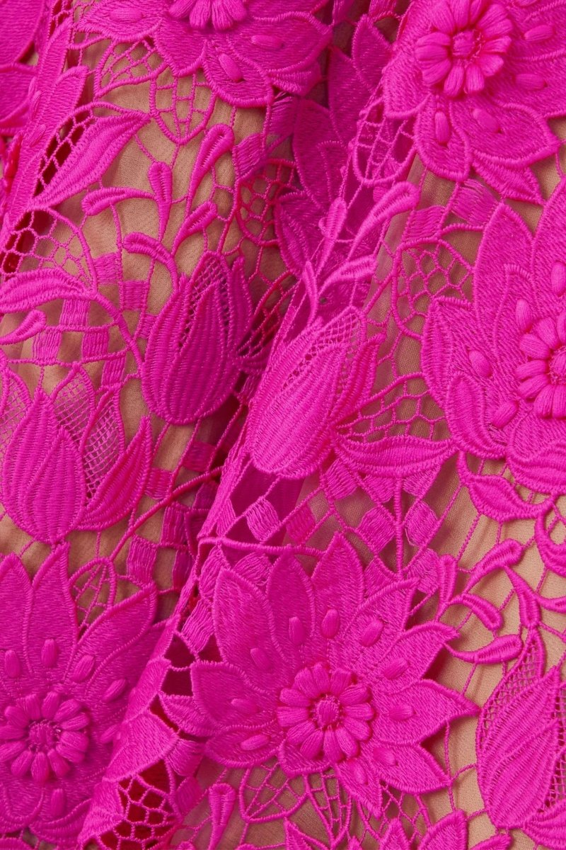 Afra Embroidered Lace Belted Midi Dress