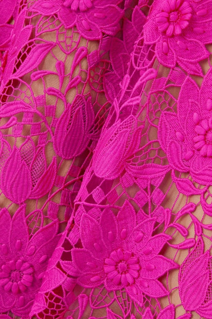 Afra Embroidered Lace Belted Midi Dress