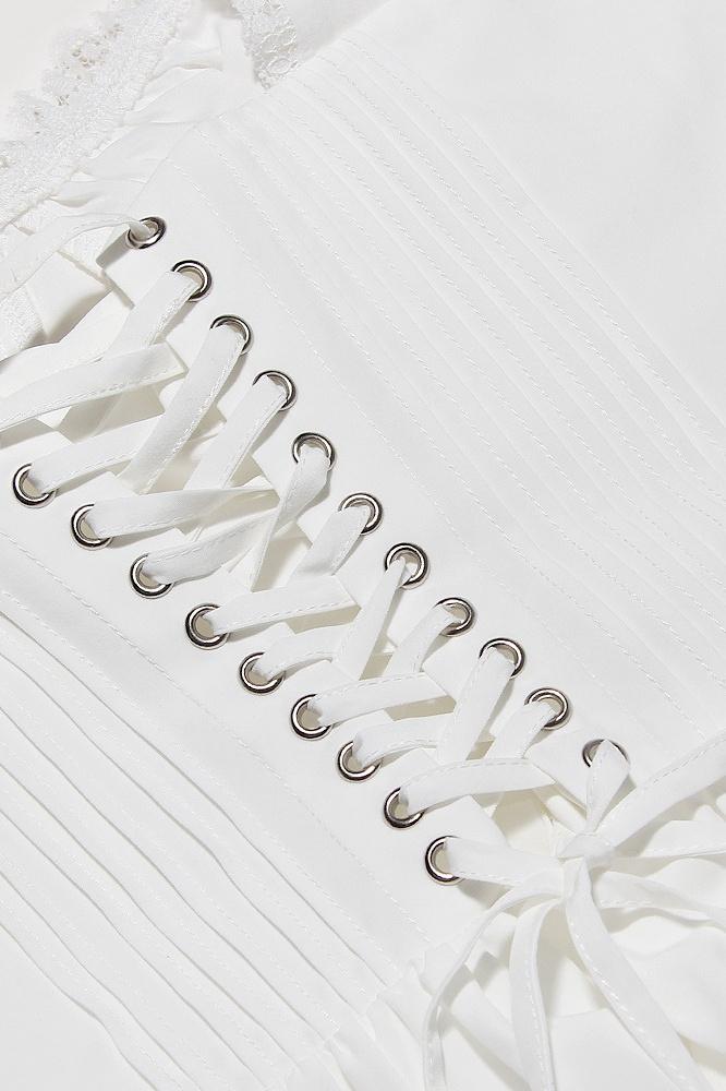 Agnes Lace Corset Mini Puff Dress