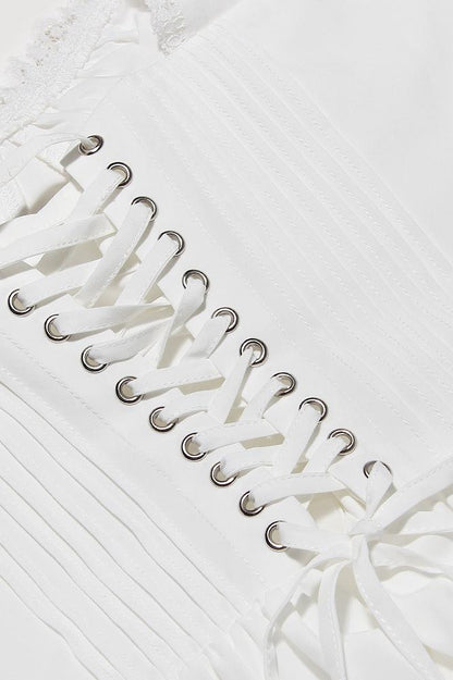 Agnes Lace Corset Mini Puff Dress