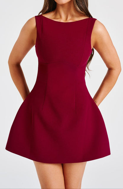 Alessandra Mini Dress-Wine