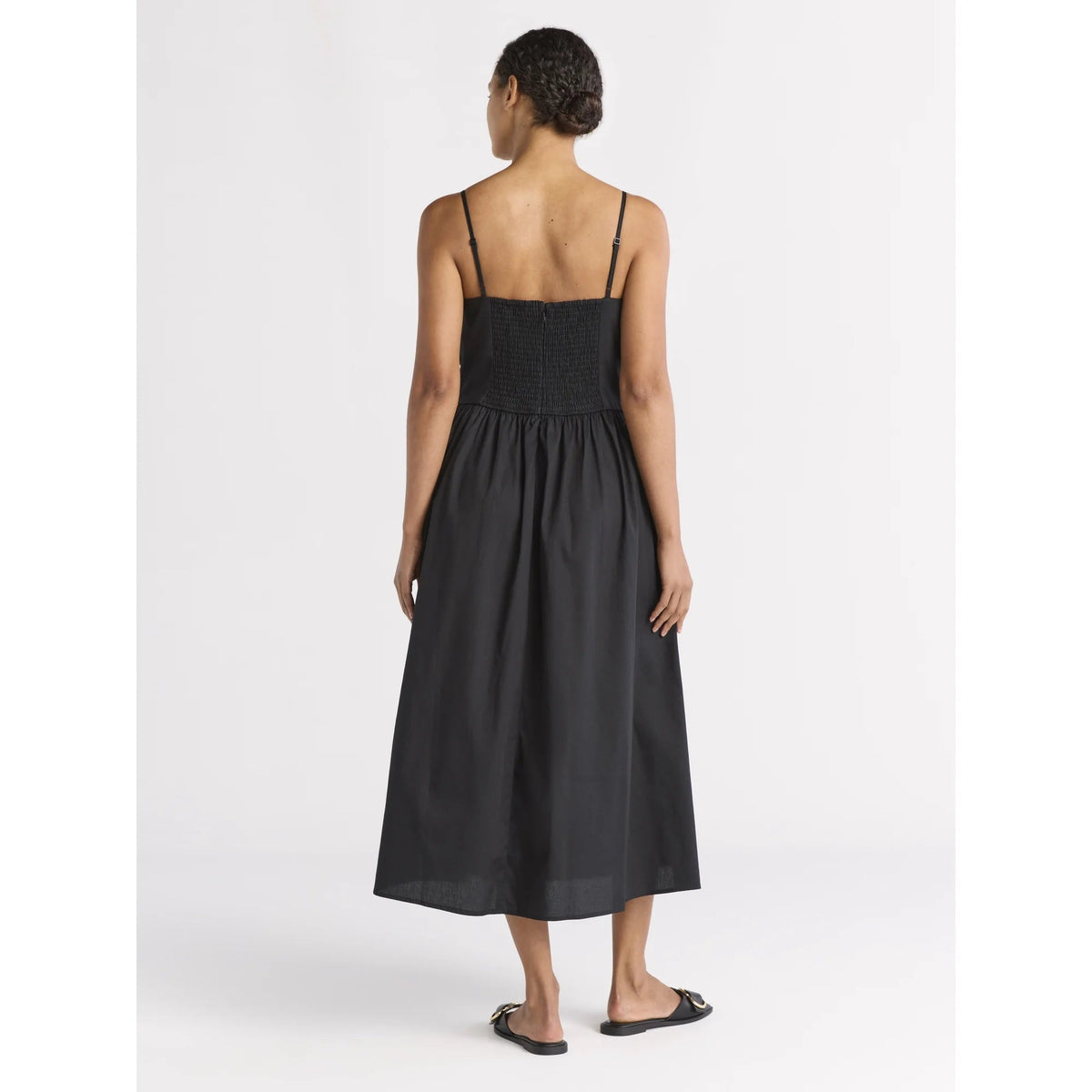 Alecto Pleated Spaghetti Strap Midi Dress