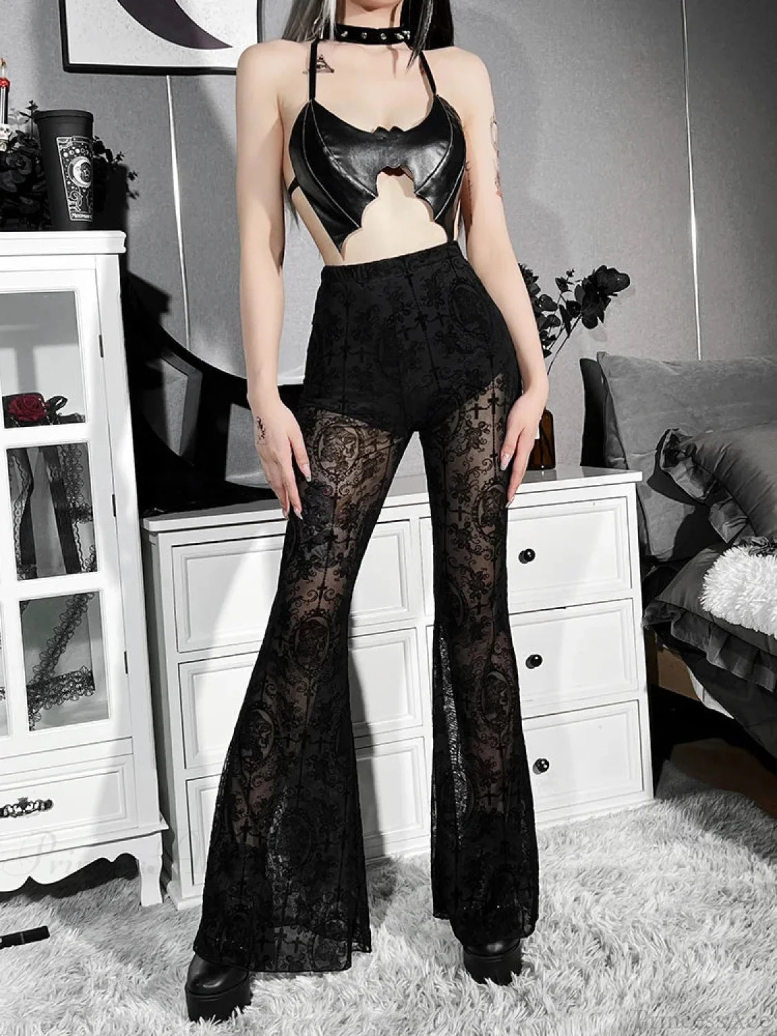 Alternative Gothic Fairycore Gothic Patchwork Pant
