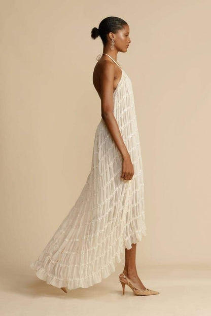 Alva Halter Pleated Tiered Skirt