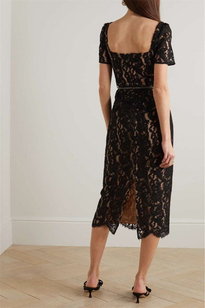 Amanda Embroidered Lace Bowkont Maxi Dress