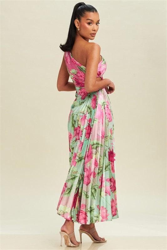 Amanda Pleated Cut-out Midi Dress