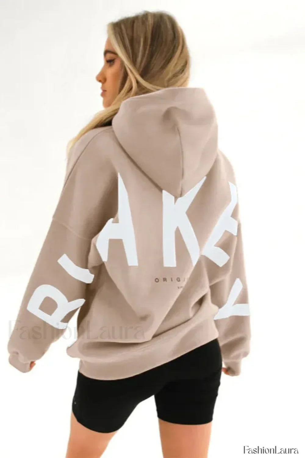 American Retro Letter Print Oversized Hoodie