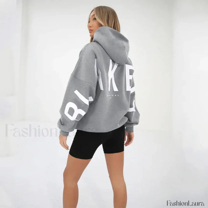 American Retro Letter Print Oversized Hoodie