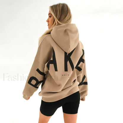 American Retro Letter Print Oversized Hoodie
