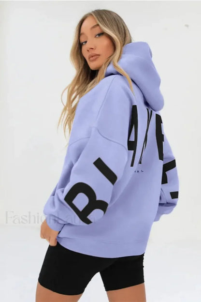 American Retro Letter Print Oversized Hoodie