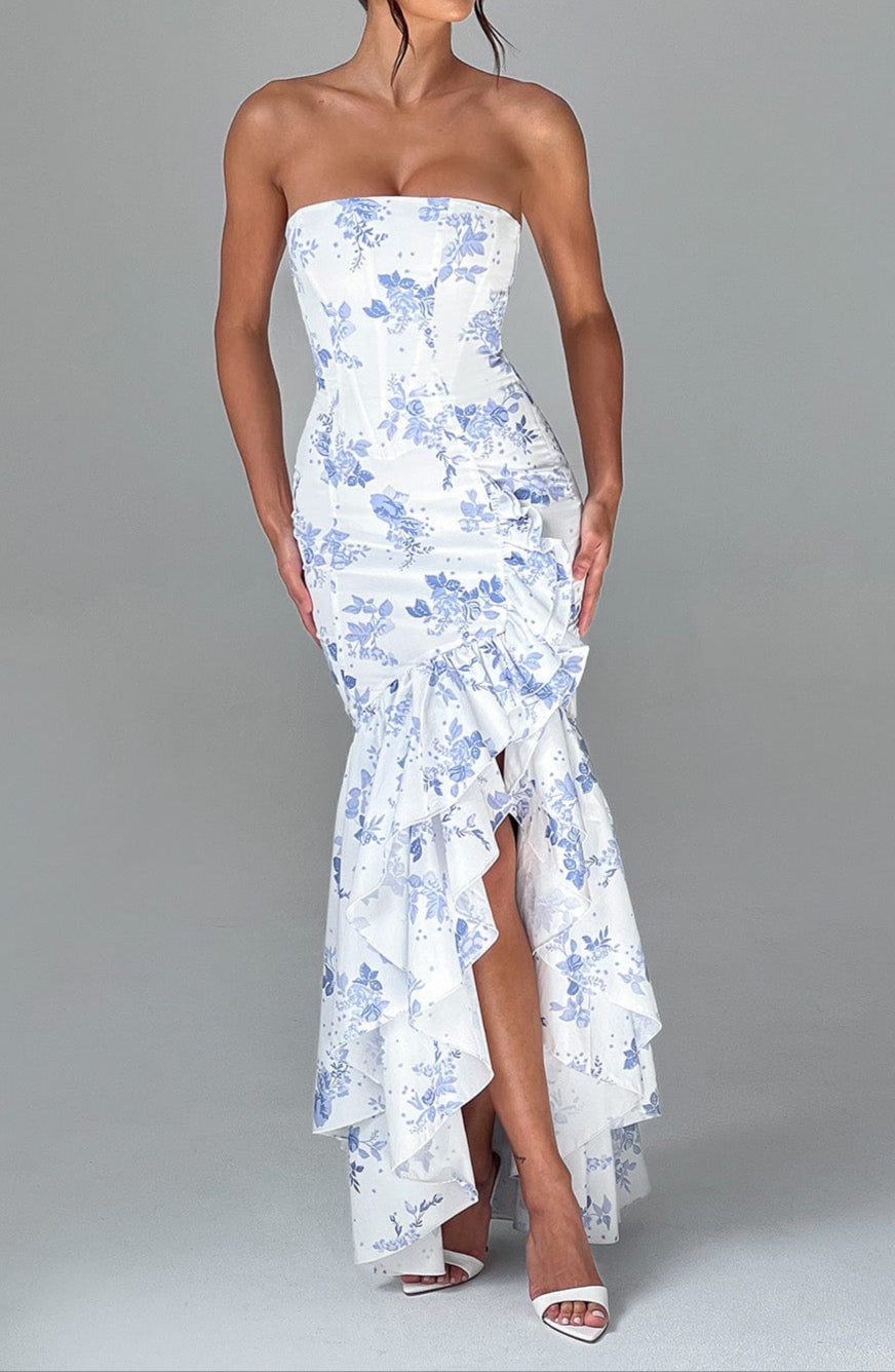 Alba Maxi Dress - Blue Floral Print