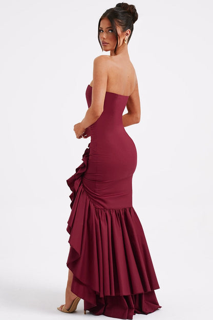 Daphne Asymmetrical Ruffle Maxi Dress