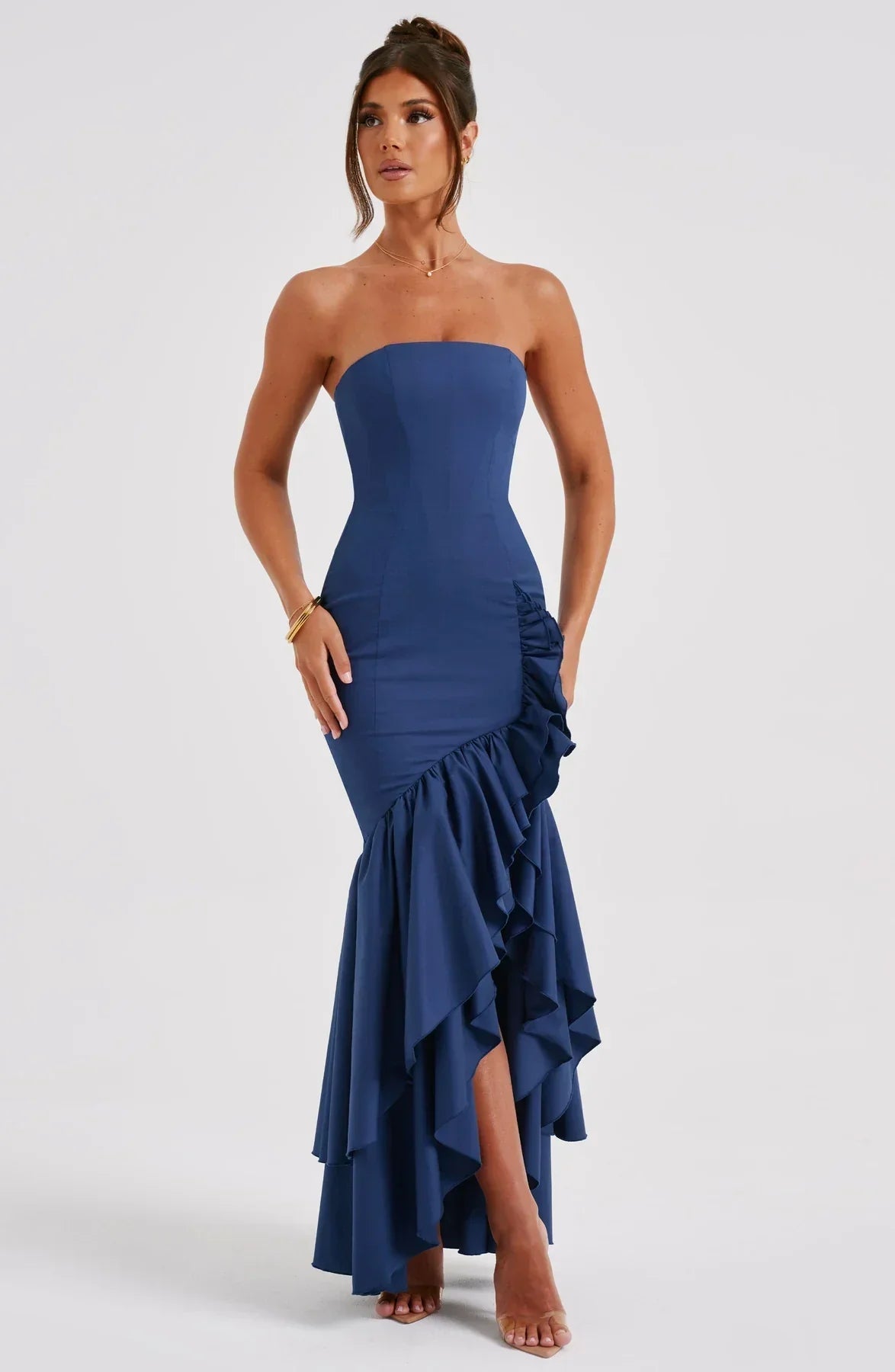 Riviera | Sleeveless Slit Ruffle Maxi Dress