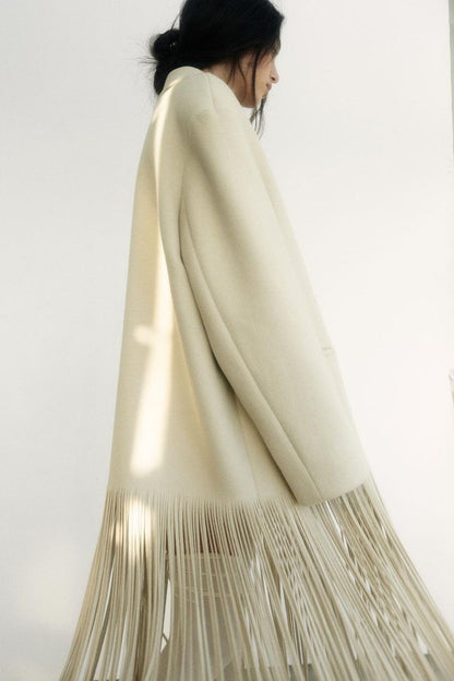 Anne Tassel Lapel Fleece Overcoat