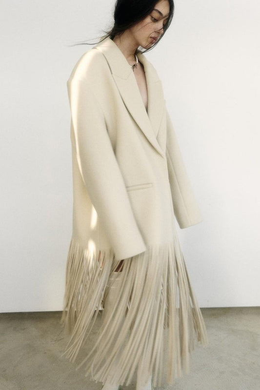 Anne Tassel Lapel Fleece Overcoat