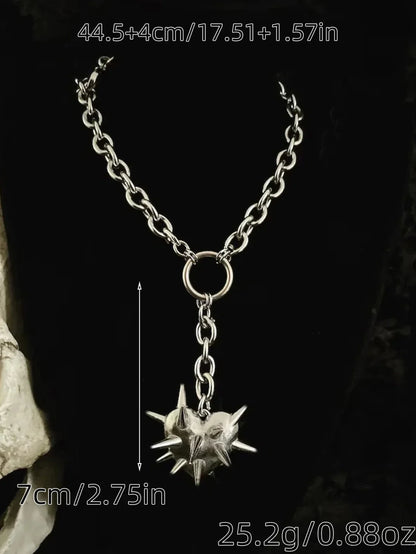 Antique Heart Thorns Spike Chain Dangle Earring