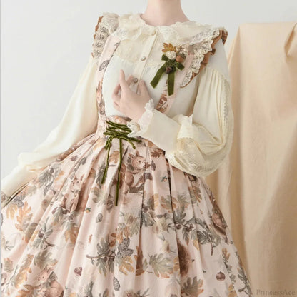 Antique Lace Frill Gigot Sleeve Blouse