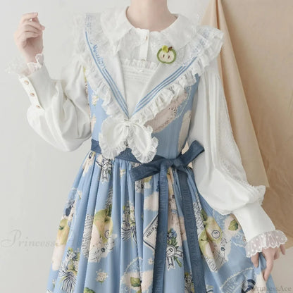 Antique Lace Frill Gigot Sleeve Blouse