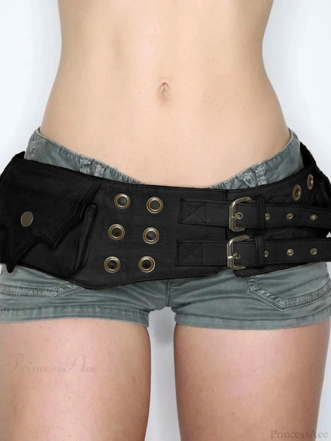 Antique Mysterious Large Pockets Synthetic Leather Belt
