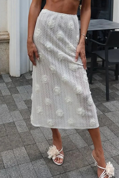 Appliqué Flower Bodycon Maxi Skirt