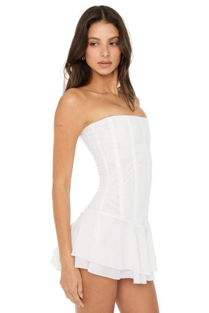 Strapless Draped Mini Dress