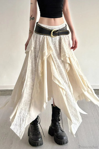 Asymmetrical Lace Bodycon Maxi Skirt