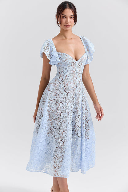Blue – Vintage Lace Sexy A-Line Dress