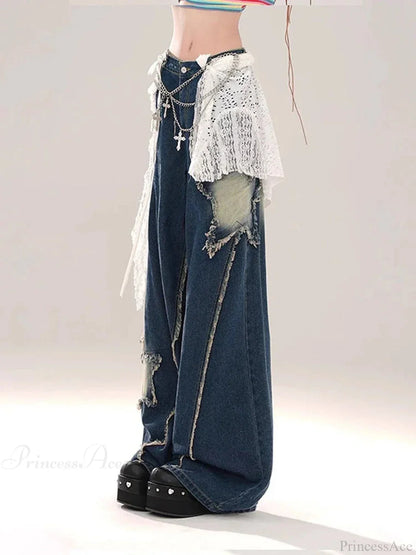 Azure Medieval Loose Celestial Denim Trouser