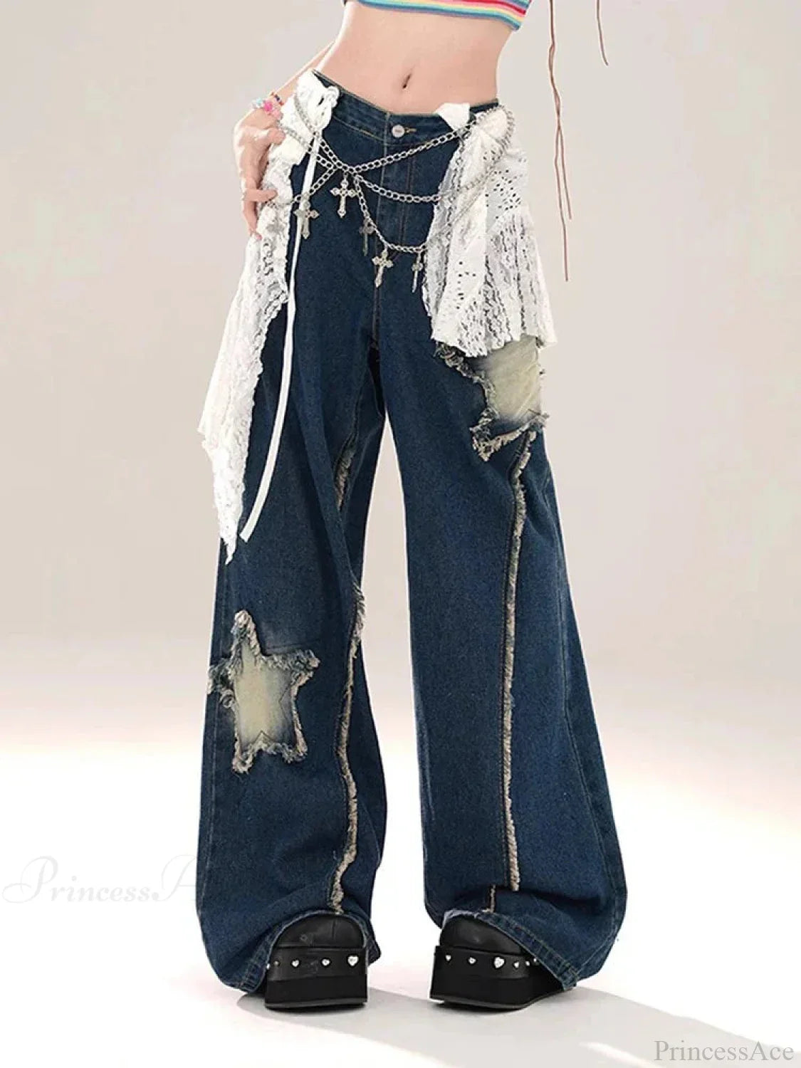 Azure Medieval Loose Celestial Denim Trouser