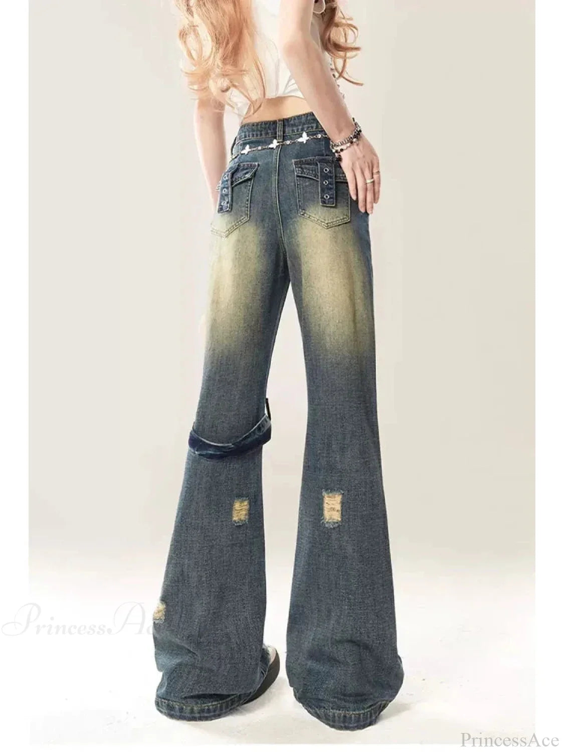 Azure Torn Dark Baggy Harajuku Pant