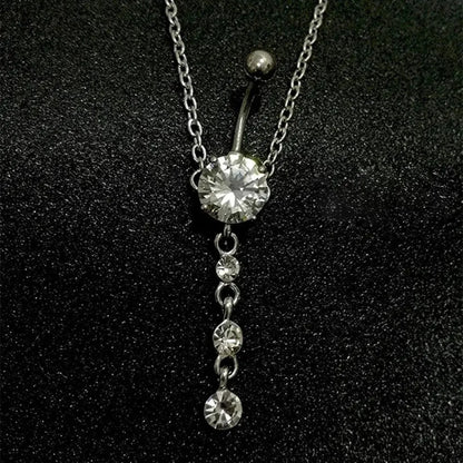 Azure Zircon Peacock Tail Medieval Belly Ring
