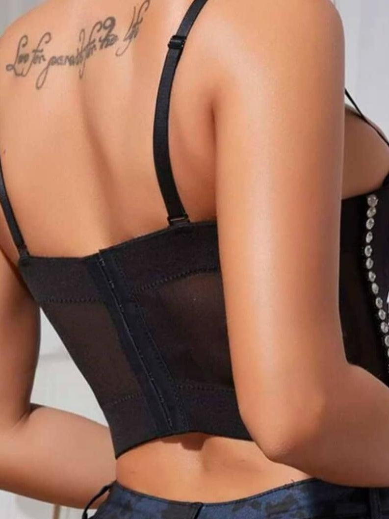 Diamond Studded Push Up Bralette Bustier Top